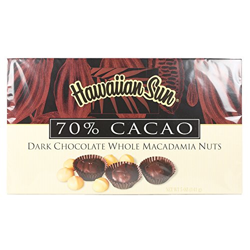 Hawaiian Sun 70% Cacao 다크 Chocolate Whole Macadamia Nuts - 5 oz