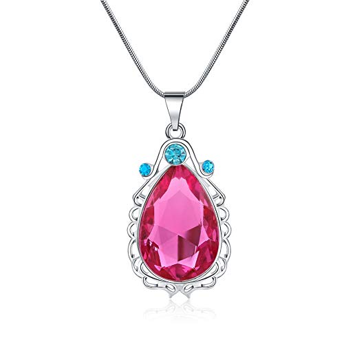 Vinjewelry Sofia 공주 Magic Amulet Pink Oval Tear Drop Necklace Elena Avalor 선물 Little Girl