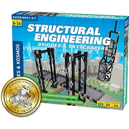 Thames & Kosmos Structural Engineering Bridges Skyscrapers Science Kit Build 20 Models Learn About Force Load Compression Tension Parents Choice 골드 Award Winner