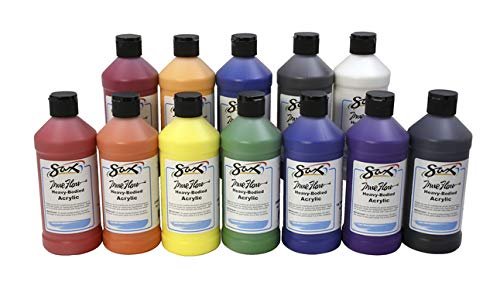 스펀지 Sax True Flow Heavy Body Acrylic Paint 세트 Pints Assorted Colors 12 - 439304