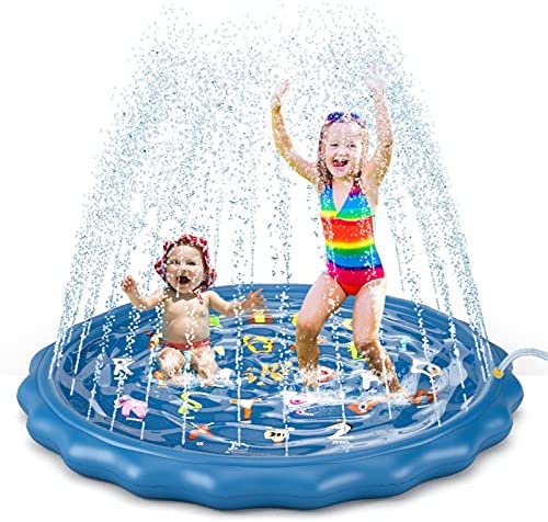 Jasonwell Sprinkler 어린이 Toddlers Splash Pad Play Mat 60 Inflatable Baby Wading Pool Fun Summer Outdoor Water 토이 소년 소녀 Alphabet Learning Age 1 2 3 4 5 6 7 8