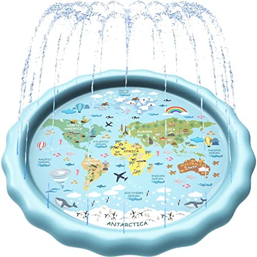 SplashEZ 3-in-1 Sprinkler 어린이 Splash Pad Wading Pool Learning &ndash Children&rsquos 60&rsquo&rsquo Inflatable Water 토이 &ldquofrom Z&rdquo Outdoor Swimming Babie
