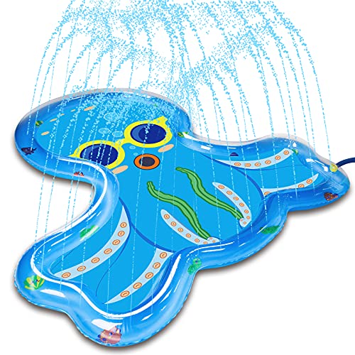 Ayeboovi Sprinkler 어린이 Splash Pad Baby Pool Lovely Octopus 디자인 67&rsquo&rsquo Inflatable Water 토이 - 선물 1 2 3 4 5 Year Old 소년 Girls