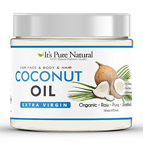 Itu2019s Pure Natural Extra Virgin Organic Unrefined Raw Coconut Oil (16 oz) for Skin, Hair, Cuticles, Scalp & Foot| Moisturizes & Nourishes Skin | Use In Massage, Oil Carrier & DIY Skin Care Recipes
