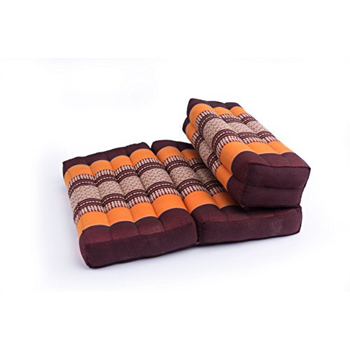 태국 핸드메이드 접이식 명상 방석 오렌지/브라운 GABUR Meditation Cushion 100% Kapok Thai 디자인 Orange & Brown