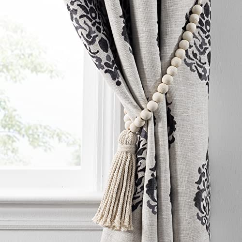 프린지 태슬 커튼 타이백 1개 색상 택1 Elrene Home Fashions Nomad Decorative Wooden Fringe Tassel Window Curtain Tieback