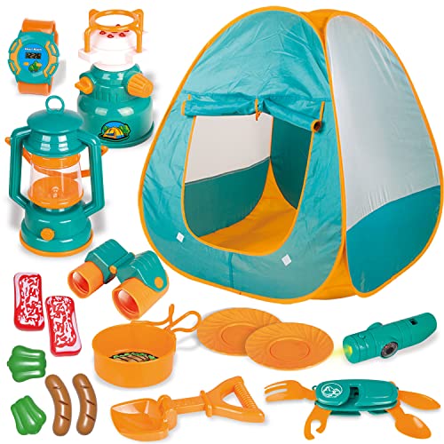 캠핑 놀이텐트 세트 FUN LITTLE 토이 어린이 Play Tent Pop Up Camping Gear Outdoor Tools 18 Pieces