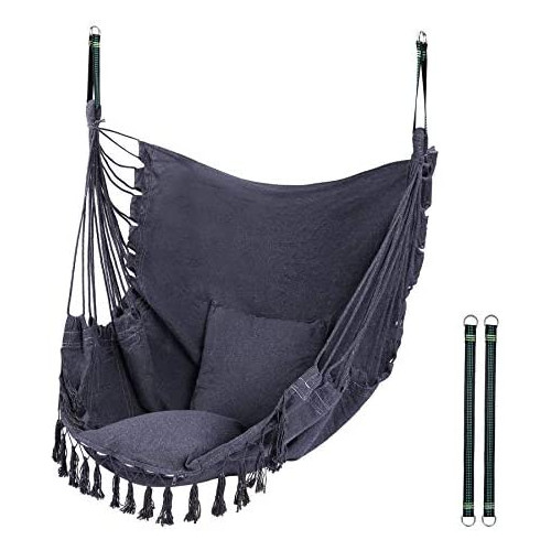 RedSwing Hanging Hammock Chair, Hanging Rope Swing with 2 Cushions and Hardware Kits, Quality Cotton Weave for Superior Comfort and Durability, Max Load 330Lbs