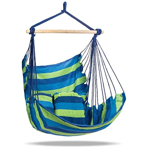 Sorbus Hanging Rope Hammock Chair Swing Seat Any Indoor Outdoor Spaces- Max. 265 Lbs -2 Cushions Included