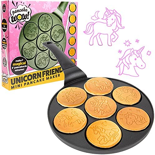 유니콘 팬케이크 팬 CucinaPro Unicorn Mini Pancake Pan - Make 7 Unique Flapjack Unicorns, Nonstick Cake Maker Griddle for Breakfast Fun & Easy Cleanup