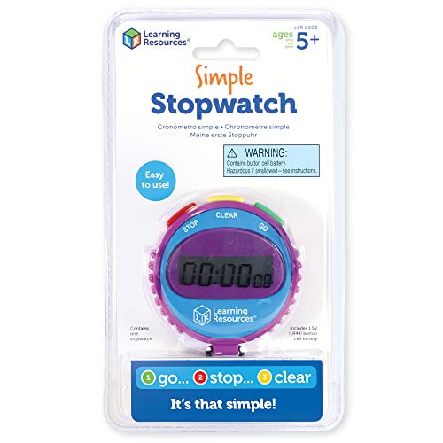 Learning Resources Simple 3 Button Stopwatch Supports Science Investigations Timed Math Exercises Elapsed 타임 Tracking Ages 5+