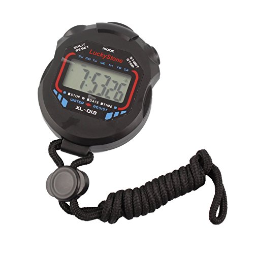 LuckyStone 프로페셔널 Digital Stopwatch Timer ,Handheld LCD Chronograph Water Resistant Stop Watch Alarm Feature 스포츠 Fitness Coaches Referees