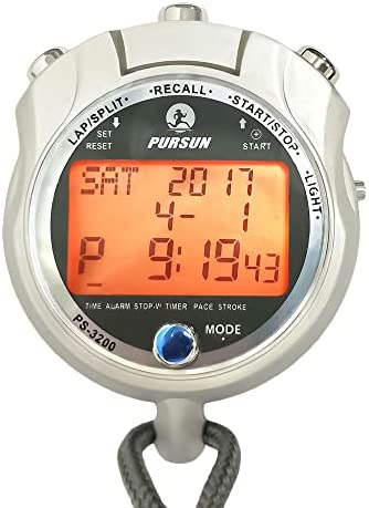 LAOPAO Stopwatch 메탈 Timer Backlit 1/100th Second Precision 2 Lap 메모리 Digital Stop Watch Coaches
