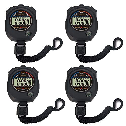 Pgzsy 4팩 Multi-Function Electronic Digital 스포츠 Stopwatch Timer Large Display Date 타임 Alarm Function,Suitable Coaches Fitness Referees