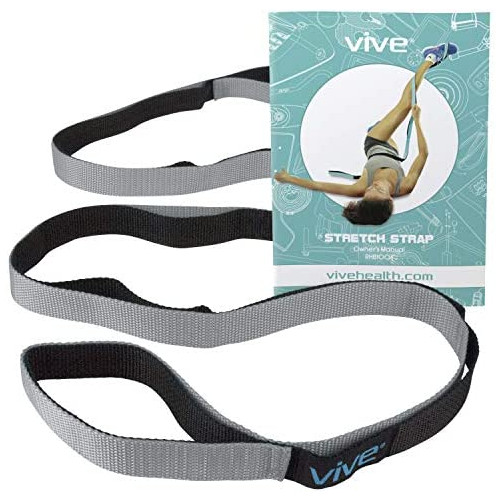 Vive Stretch Strap - Leg Band Improve Flexibility Stretching Out Yoga Exercise Physical Therapy Belt Rehab Pilates Dance Gymnastics Workout Guide Book