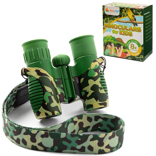 Nona 어린이 Birdwatching Binoculars 성인 - Compact 8X21 Magnification Including Neck Strap Camo 디자인 Bird Watching Hiking Hunting Camping