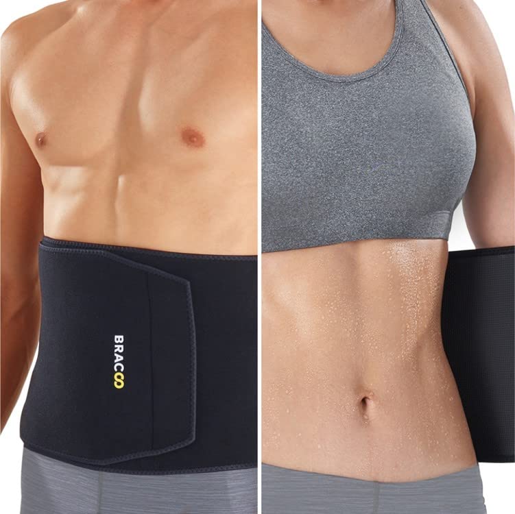 Bracoo Premium Waist Trimmer Wrap Broad Coverage Sweat Sauna Slim Belly Belt Men 여성 - Abdominal Trainer Increased Core Stability Metabolic Rate SE22 Black