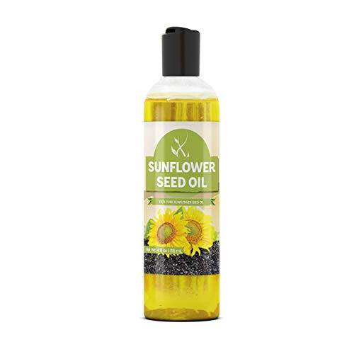 Sunflower Seed Oil 4 oz Pure Ingredients Vegan Non-GMO Therapeutic Grade Paraben Free Silicone & Sulfate BPA-Free 클리어 Bottle