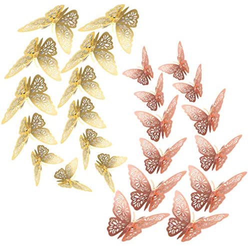 벽스티커 입체형 3D 나비장식 (골드&로즈 골드)