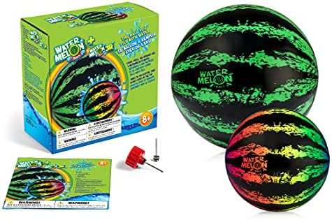 Watermelon Ball Pool Toys for Adults and Family - 2 Pack of 6 1/2 & 9 Pool Ball for Kids, Teens, Everyone - Swimming Pool Games, Water Football, Tag, Diving & Beach Ball Play - Fun Pool Accessories