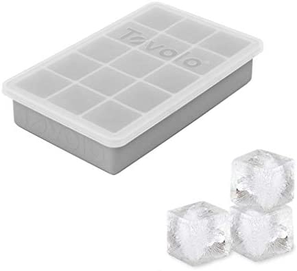 Tovolo Perfect Lid 1.25 Cocktails & Smoothies, BPA-Free Silicone, Dishwasher-Safe Ice Cube Tray, Set of 1, Oyster Gray