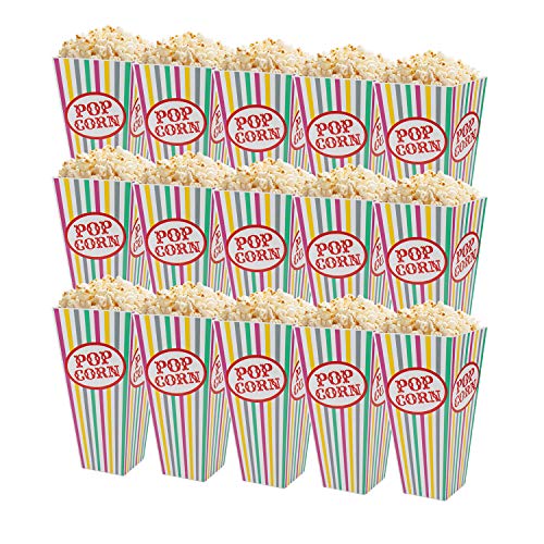 Tebery 15 Pack Plastic Open-Top Rainbow Popcorn Boxes Reusable Popcorn Containers -7.7 Tall x 4 Square