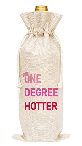 One Degree Hotter Wine Gift Bags, Burlap Wine Bottle Cover Bag For Graduation, Party Supplies, Party Favors, Decoration, 1 Pc Wine Bag (A40)