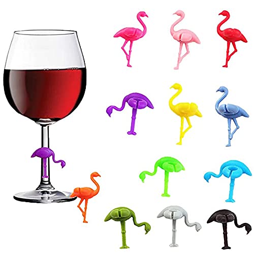 Wine Charms Glass Markers12 Pcs Flamingo Wine Markers Flamingo Party Decorations Animal Goblet Marking Silicone Wine Glass Marking Label