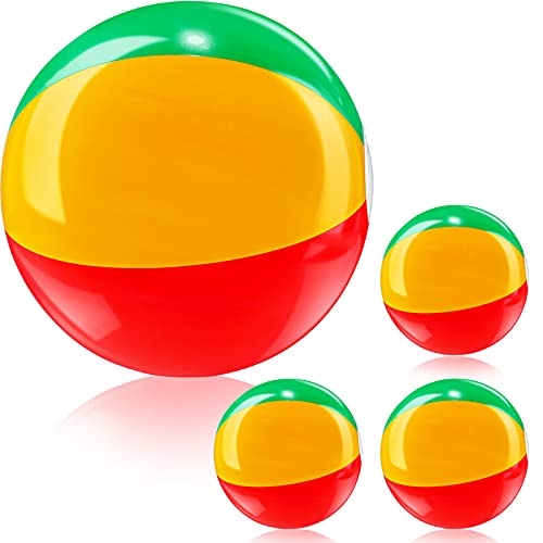 4 Pieces Beach Balls Inflatable Beach Balls Large Rainbow Pool Toys Swimming Pool Party Ball for Summer Beach Water Play Toy, Pool and Party Favor