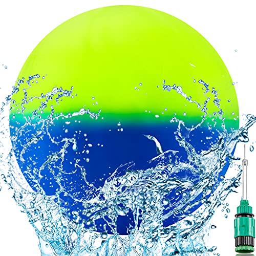 Swimming Pool Game Ball 9 Inch Underwater Pool Toy Ball with Hose Adapter, for Under Water Passing, Dribbling, Diving, Pool Game for Teen Adult (Green and Light Green Style)