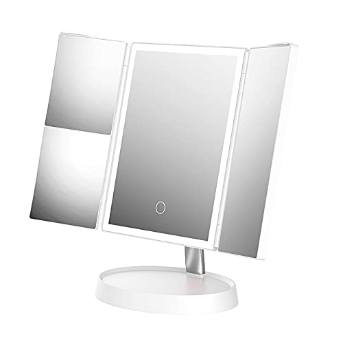 여배우 거울 탁상 삼면미러 LED라이트 확대경 2배 3배 화장대 콤팩트 밝기조정 가능