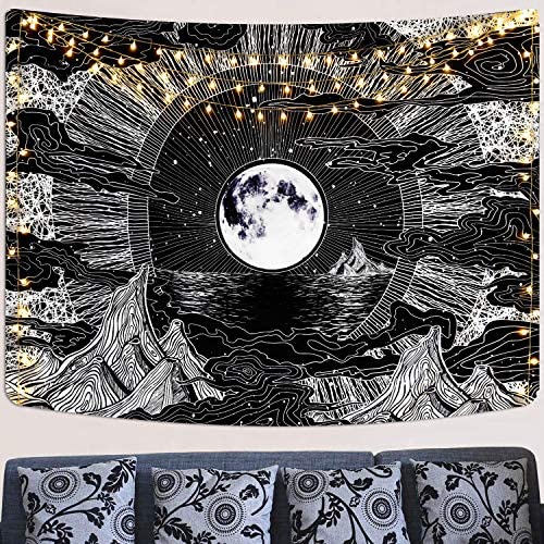 Moon Star Tapestry Clouds Tapestries 매트 Psychedelic Mountain Room