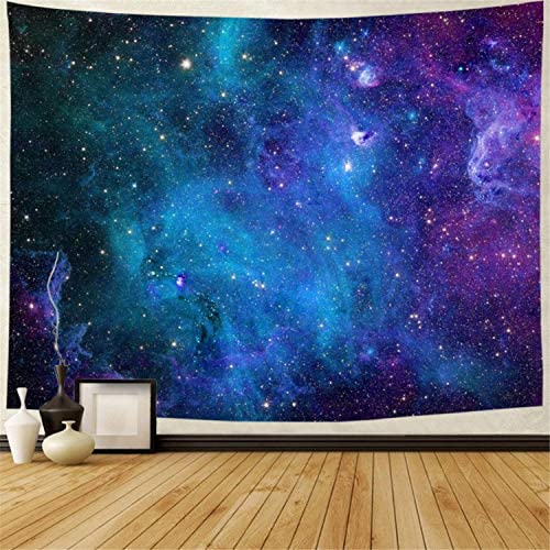 Lahasbja Galaxy Tapestry 블루 Starry Sky Universe Space Wall Hanging Psychedelic Mysterious Nebula Stars Living Room Dorm