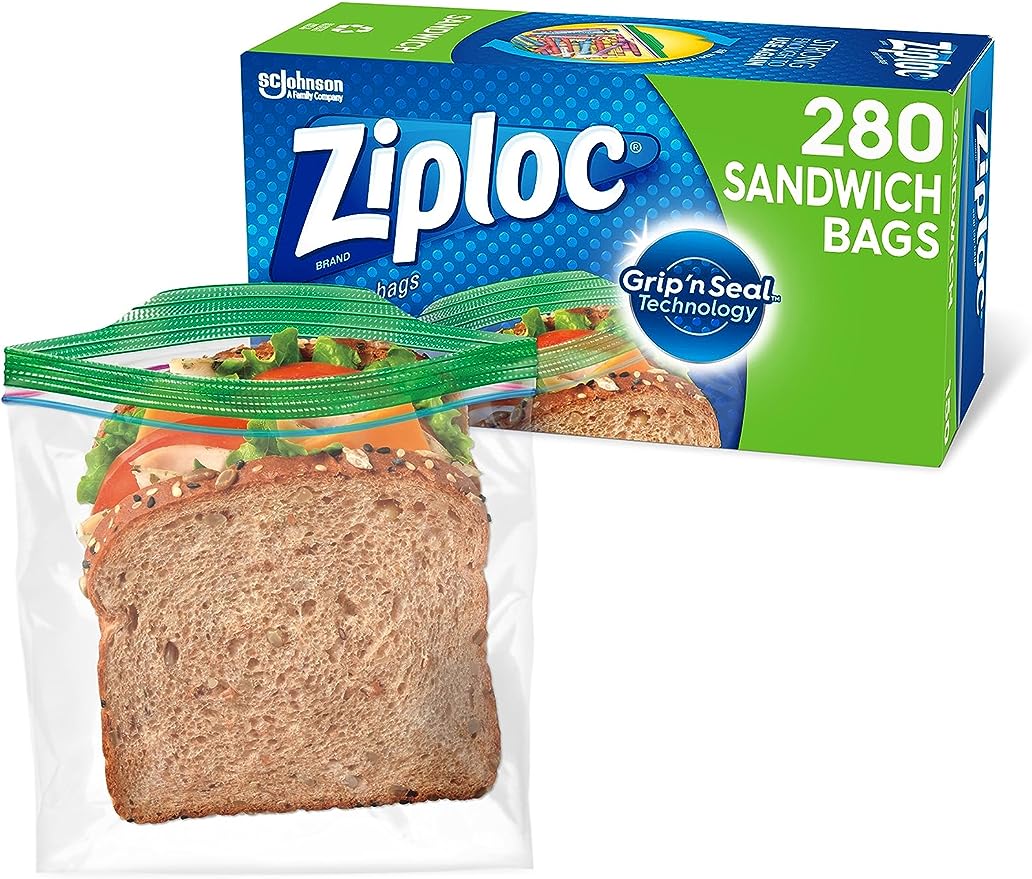 Ziploc Sandwich and Snack Bags for On the Go Freshness, Grip 'n Seal Technology for Easier Grip, Open, and Close, 280 Count
