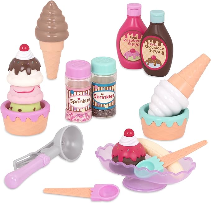 Battat – Play Circle - Toy Food Ice Cream Set Kitchen Accessories For Kids Pretend Ages 3 Years Old & Up Sweet Treats Parlour