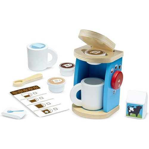 Melissa & Doug 11-Piece Coffee Set, Multi - Pretend Play Kitchen Accessories Kids Maker Set For Girls And Boys