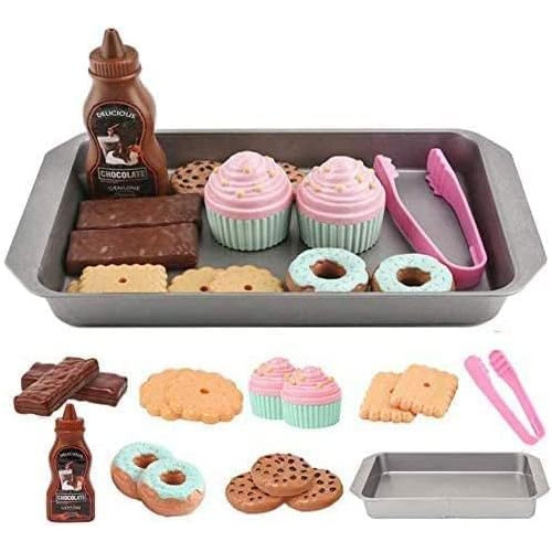 Elitoky Cookie Play Food Set, for Kids Kitchen - Toy Accessories Foods with Baking Cookies and Cupcakes Plastic Pretend Play, Toddler Childrens Birthday Gifts