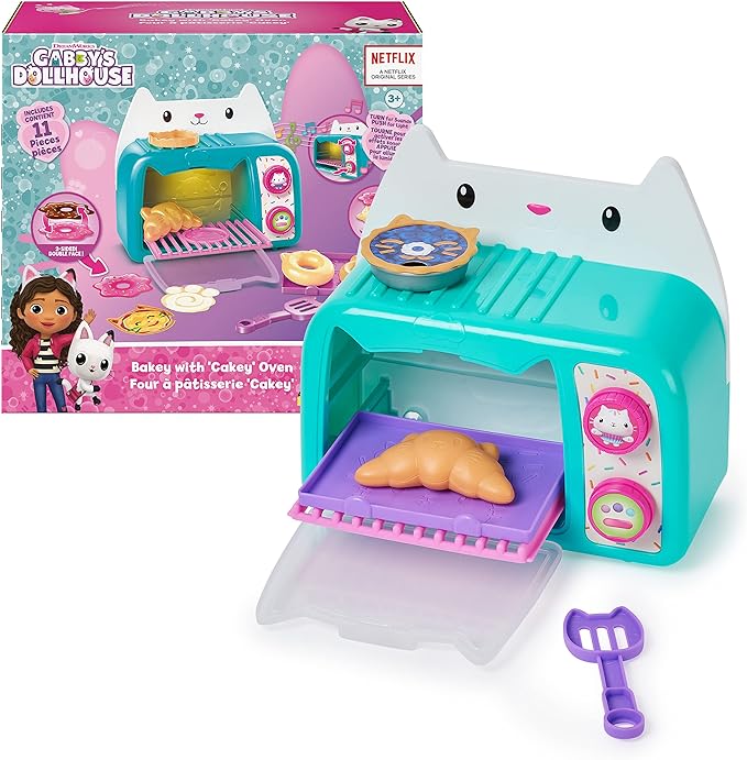 Gabbys Dollhouse, Bakey with Cakey Oven Toy Lights and Sounds, Kitchen Accessories Play Food, Kids Toys for Ages 3 up
