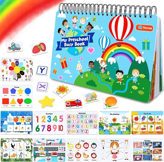 Airyard Busy Book for Toddlers - Autism Sensory Toys Kids Preschool Learning Activities Binder Montessori Toddler Activity Travel Ages 3-5