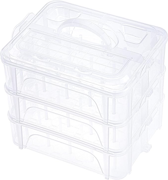 New brothread 3 Layers Stackable Clear Storage Box/Organizer for Holding 60 Spools Home Embroidery & Sewing Thread (Spool Size Requirement: Height≤2.2