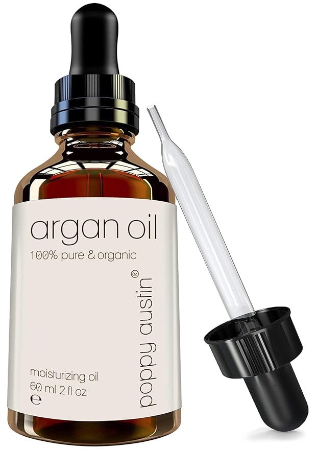 poppy austin 60ml Argan Oil for Hair Growth & Skin - Cold-Pressed Moroccan Argan Hair Oil Vegan - Cruelty-Free Argon Oil for Split Ends, Frizz