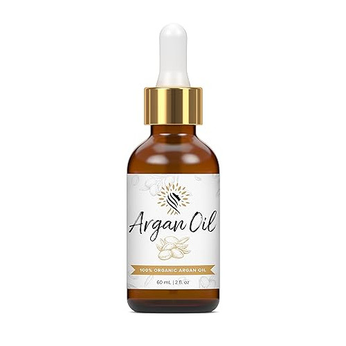Argan Cosmetics 100% Pure Organic Moroccan Argan Oil for Hair, Skin, Nails, Cuticles, Face & Beards - Cold Pressed, Unscented - Filtered Through Cotton & Charcoal - All Natural Moisturizer - 2 Fl Oz