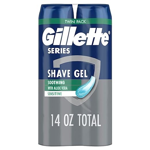 쉐이빙젤 Gillette Series 3X Action Shave Gel, Sensitive Twin Pack, 7 Oz (Pack of 2) Packaging may vary
