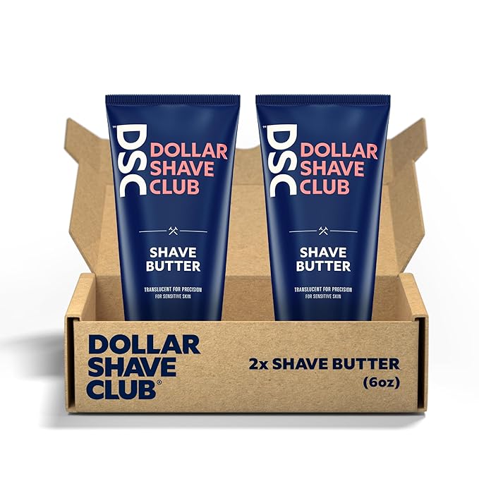 쉐이빙크림 Dollar Shave Club Butter, For Sensitive Skin, A Translucent Shaving Cream & Gel Alternative, Designed Gentle Glide, Helps To Fight Razor Bumps and Ingrown Hairs (Pack of 2), Blue