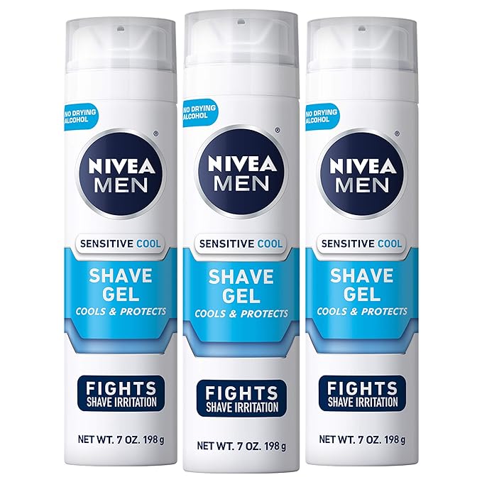 쉐이빙젤 NIVEA MEN Sensitive Cooling Shave Gel with Chamomile and Seaweed Extracts, 3 Pack of 7 Oz Cans