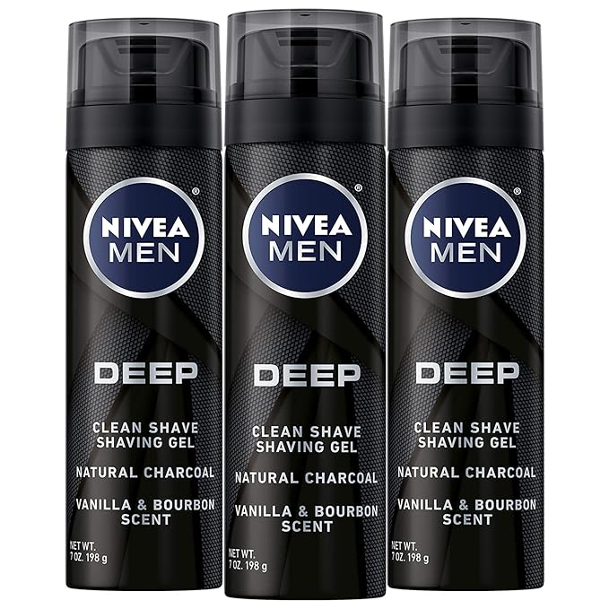 쉐이빙젤 NIVEA MEN DEEP Clean Shave Gel with Natural Charcoal, 3 Pack of 7 Oz Cans